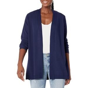 Banana Republic Blue Open Front Cardigan Sweater Wool Blend Braided‎ Sleeve